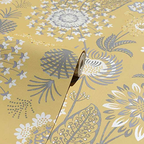 Arthouse 676206 vintage Bloom papier mural/revêtements, Jaune, taille unique