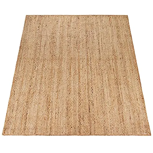 Paco Home Tapis De Salon Fibres Naturelles Artisanal Jute Chiné Motif Moderne Style Boho, Dimension:120x170 cm, Couleur:Naturelle 2
