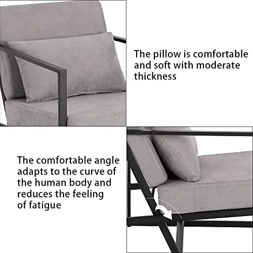 Mingone Fauteuil en Lin Rembourré avec Pieds en Tube de Fer Cadre Le canapé pour Le Temps Libre avec accoudoirs et Dossier Le Salon (Taupe,1)