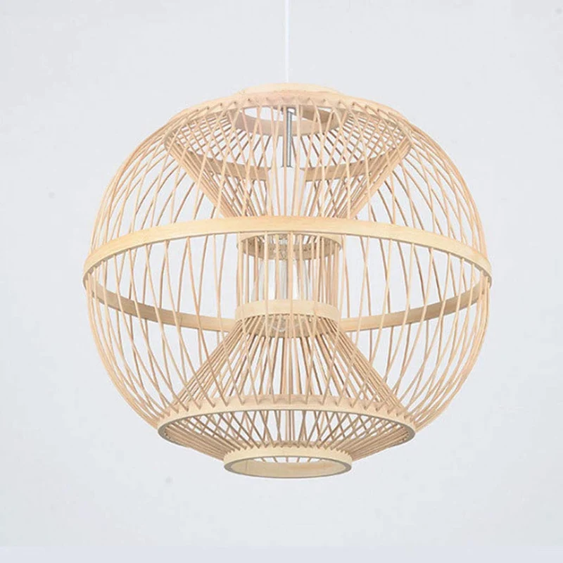 RENYAFEI Style Pastoral Rotin Lustre Osier Rotin Suspension Sphérique Lampe en Osier Naturel pour Chambre Balcon Salon De Thé E27 (sans Source De Lumière) 40 * 42Cm