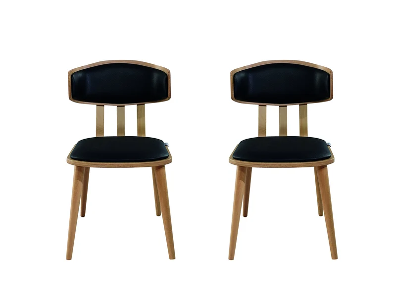 K&CO - Lot de 2 Chaises Beaubourg Noir et Bois