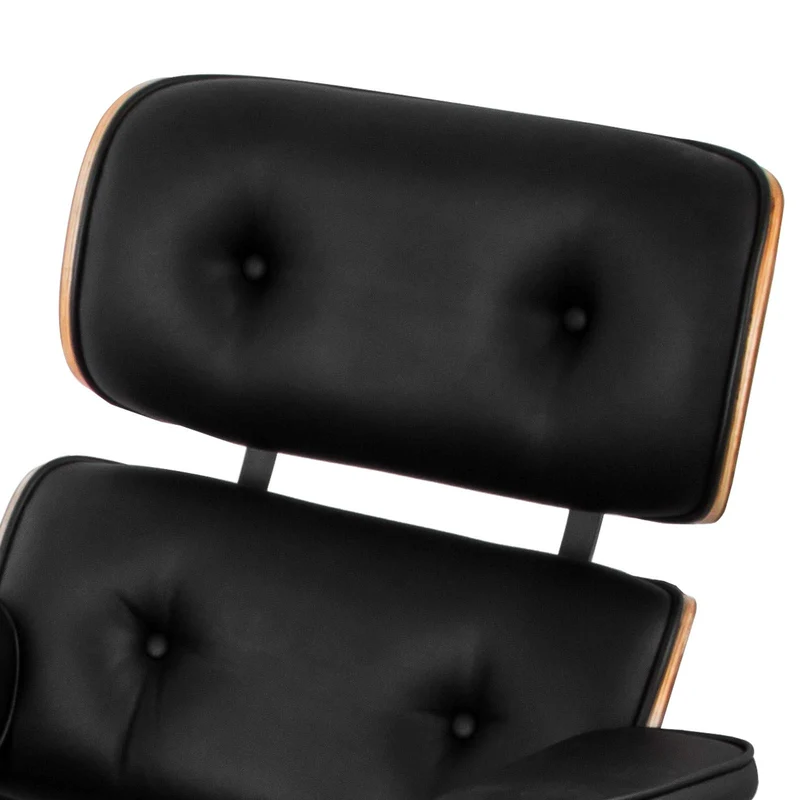 Ukiki Chaise Longue Ottomane Au Milieu du Siècle Moderne Design Classique Chaise Longue en Placage de Noyer Contreplaqué Moulé Fauteuil de Salon en Cuir PU Repose Pieds Ottoman