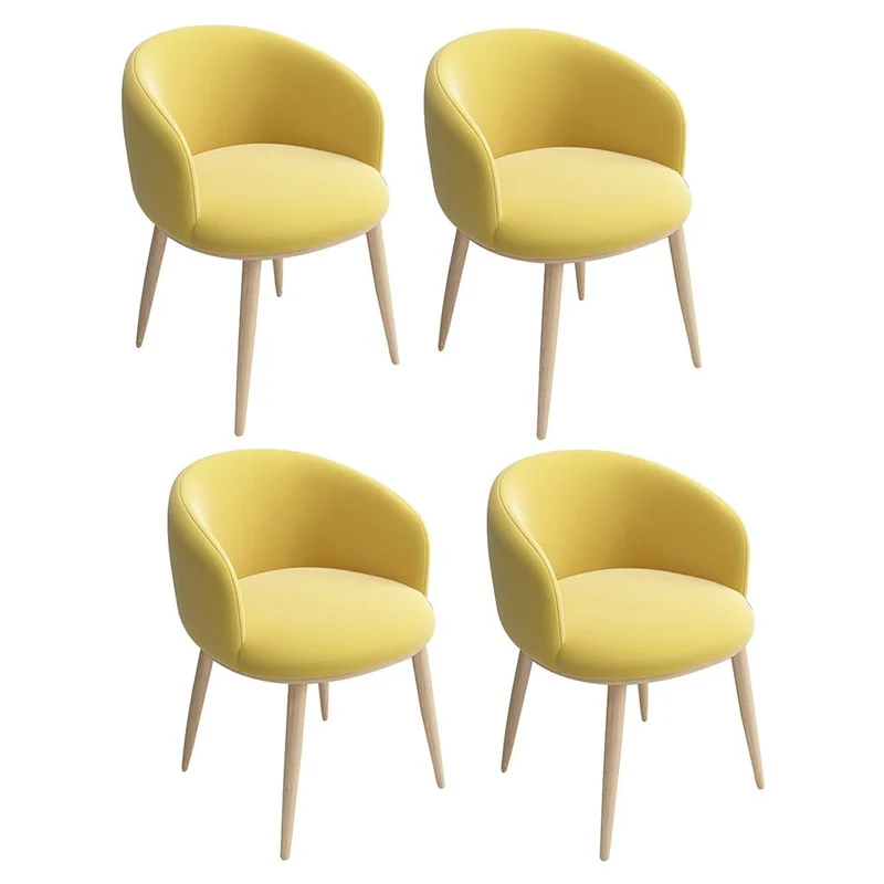 Zcxbhd Lot de 4 Chaises Salle, à Manger Confort Velours avec Rétro Fauteuil Rembourré Métal JambesStyle Bois pour Mobilier Moderne Bureau (Couleur : Jaune)