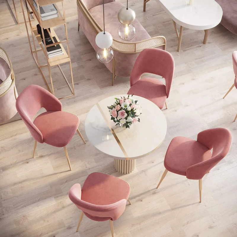 SONGMICS Lot de 2 Chaises de Salle à Manger, Chaise de Loisirs Moderne en Velours, Rose LDC81PK