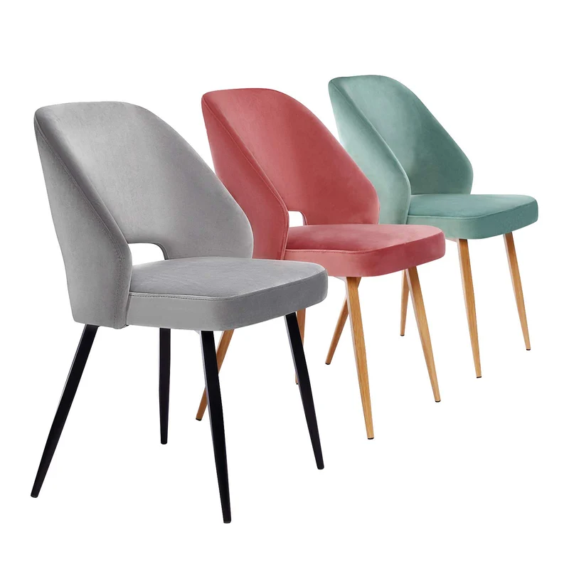 SONGMICS Lot de 2 Chaises de Salle à Manger, Chaise de Loisirs Moderne en Velours, Rose LDC81PK