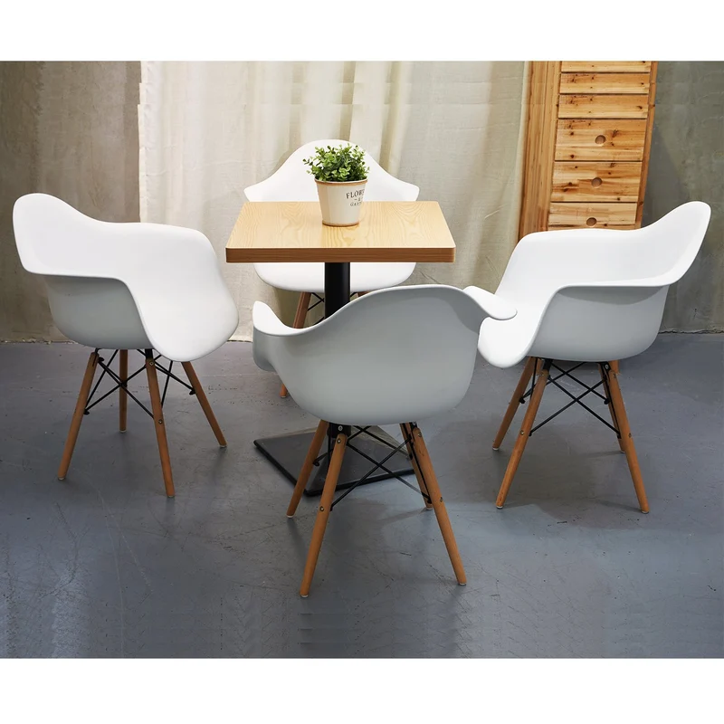 Ajie Lot de 2 Chaise de Salle à Manger, hêtre Massif - Blanc