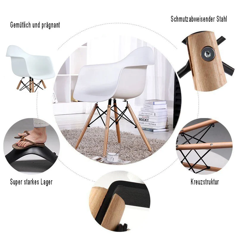 Ajie Lot de 2 Chaise de Salle à Manger, hêtre Massif - Blanc