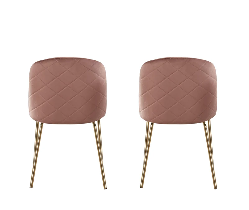 MCC Lot de 2 Chaises de Salle à Manger Velours Design Moderne avec Pieds en métal Or (Rose)