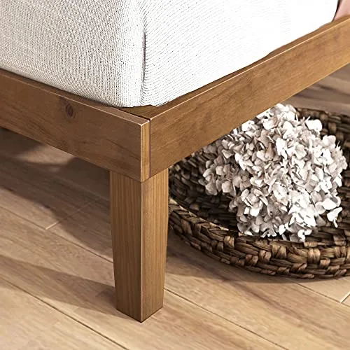 ZINUS 30 cm Alexia Sommier plateforme en bois avec tête de lit | Base solide en bois | Support à lattes en bois | Facile à monter | Rangements sous le lit | 140 x 190 cm | Pin rustique