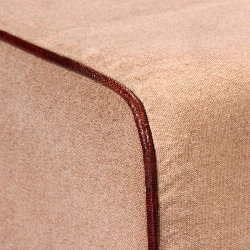 Festnight Banc Cuir Véritable Tabouret de Style Vintage Marron et Beige 160 x 28 x 50 cm