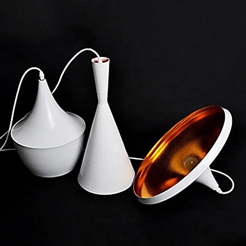 KLSD Lampe suspendue moderne pendentif intérieur, 3 lumières, fer blanc industriel spinning en aluminium
