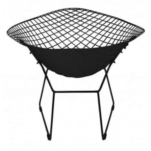 ElleDesign Fauteuil Bertoia Diamond Structure Vernie Noire Total Black Coussin Noir