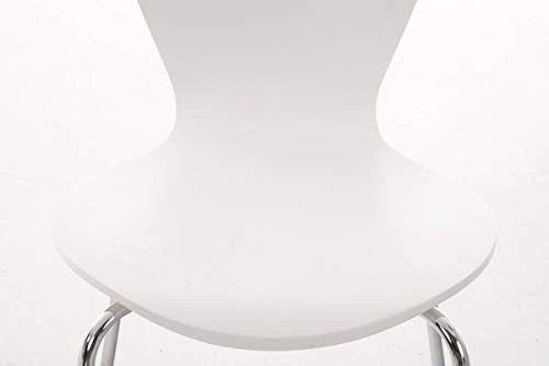Chaise Empilable Calisto en Bois - Assise Ergonomique - Chaise de Salle d'Attente en Bois Chaise, Hauteur Assise 45 cm -Couleurs au Choix:, Couleur:Blanc