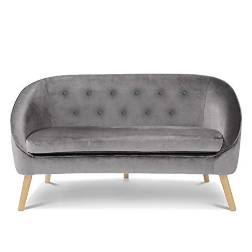 IDMarket - Canapé Banquette en Velours Sonia Gris