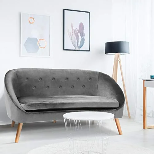 IDMarket - Canapé Banquette en Velours Sonia Gris