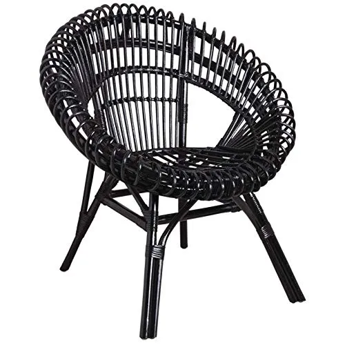 AubryGaspard Fauteuil Soleil en rotin laqué Noir