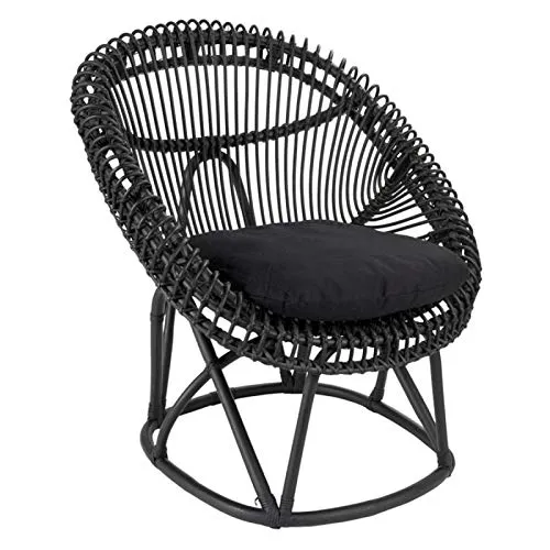 Paris Prix - Fauteuil Design en Rotin Margot 86cm Noir