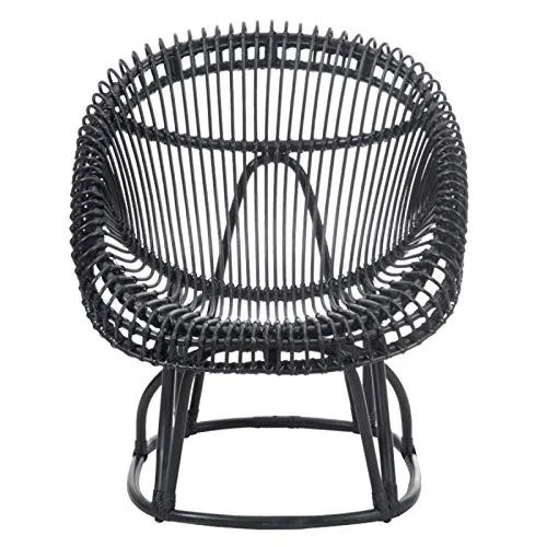 Paris Prix - Fauteuil Design en Rotin Margot 86cm Noir