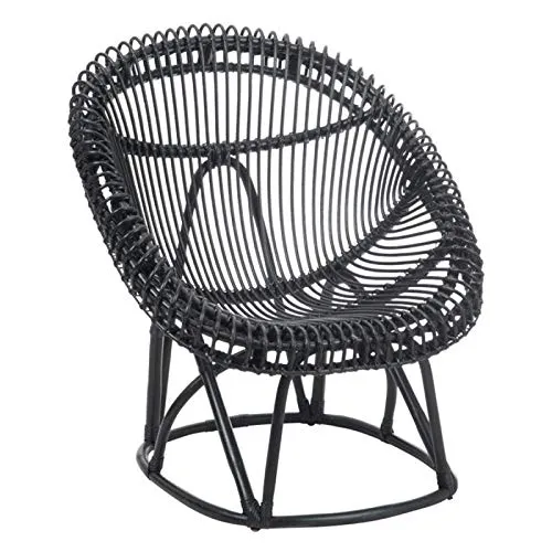 Paris Prix - Fauteuil Design en Rotin Margot 86cm Noir