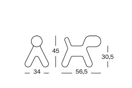 MagisMeToo Tabouret avec Surface Mate en polyéthylène Forme de Chien pour Enfant, Orange, Taille M