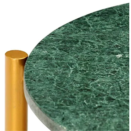 pedkit Table Basse Table de Canapé Vert 60x60x35 cm Pierre véritable Texture marbre