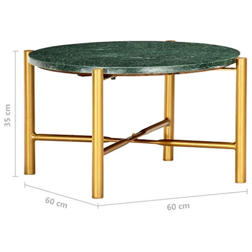 pedkit Table Basse Table de Canapé Vert 60x60x35 cm Pierre véritable Texture marbre