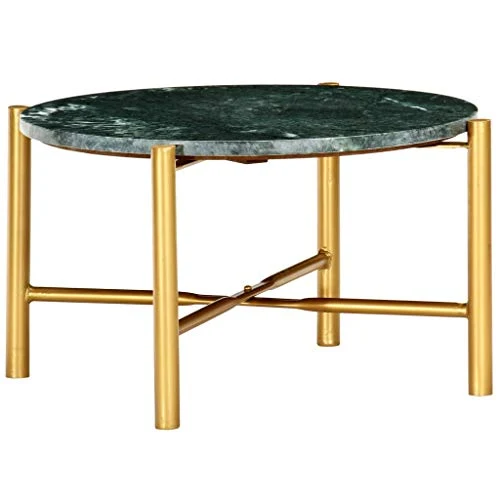 pedkit Table Basse Table de Canapé Vert 60x60x35 cm Pierre véritable Texture marbre