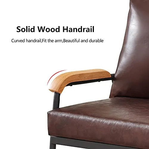 CLIPOP Fauteuil rétro Moderne avec Cadre en métal et Coussin en Cuir synthétique pour Salon, Chambre à Coucher, Salon (Marron foncé)