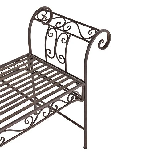 [en.casa] Banc de Jardin Vintage Meuble Design Solide pour Usage Extérieur Métal 70 x 147 x 46 cm Bronze