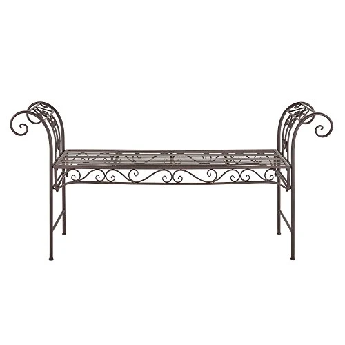 [en.casa] Banc de Jardin Vintage Meuble Design Solide pour Usage Extérieur Métal 70 x 147 x 46 cm Bronze