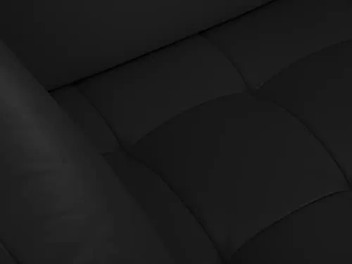 Canapé en Cuir Véritable, Nix, 3 Places, Noir, 221x95x87
