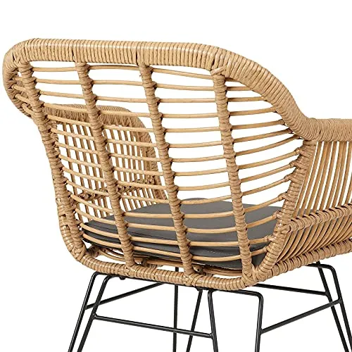 IDIMEX Chaise de Salle à Manger Paramo Imitation rotin, Fauteuil d'intérieur ou d'extérieur pour Jardin en polyrattan résistant aux UV et 4 Pieds en métal Anti-Rouille laqué Noir