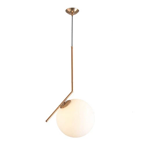 MZStech Moderne Mode Suspension Lampe Fer Verre LED Luminaire Suspension Boule Verre Vec Du Métal Doré (20CM)