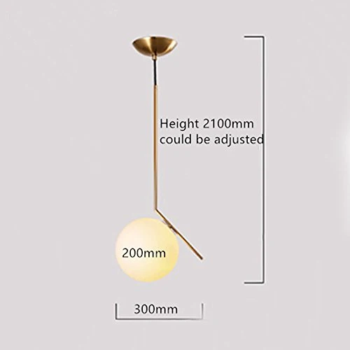 MZStech Moderne Mode Suspension Lampe Fer Verre LED Luminaire Suspension Boule Verre Vec Du Métal Doré (20CM)