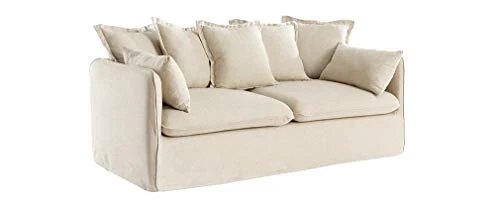 Miliboo Canapé 3 Places déhoussable en Lin Coloris Naturel Merlin