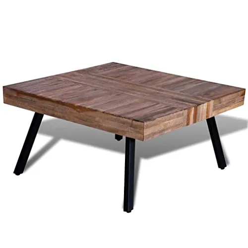 vidaXL Table Basse Carrée Teck Recyclé Table de Canapé Table de Salon Séjour