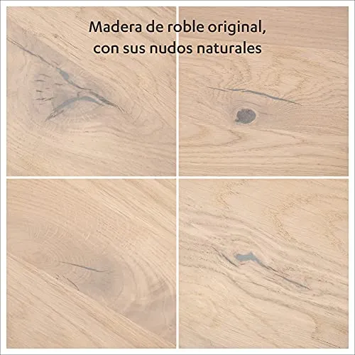 COMIFORT Table à Manger - Meuble de Salon Bureau Bureau Robuste et Moderne en Chêne Massif Blanchi avec Côté Ondulé, Pieds en Acier Blanc en U (220x100 cm)