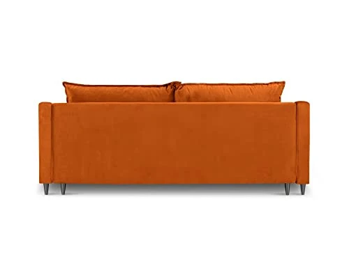 MICADONI - Canapé Convertible Rutile - Pieds Métal Chromé Noir - 3 Places - Velours - Orange