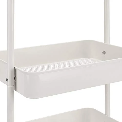 Amazon Basics Chariot de rangement à 3 niveaux pour la cuisine ou la buanderie avec roulettes - Blanc