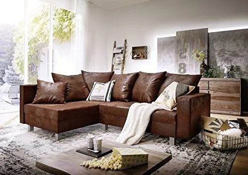 MASSIVMOEBEL24.DE Canapé d'angle (Marron) - Inspiration Vintage - Maia