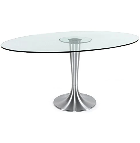 Alterego - Table à dîner design 'KRYSTAL' ovale en verre - 160x108 cm