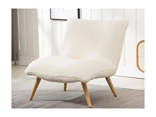 Vente-unique Fauteuil en Tissu Sherpa Effet Peau de Mouton Pepita - Blanc