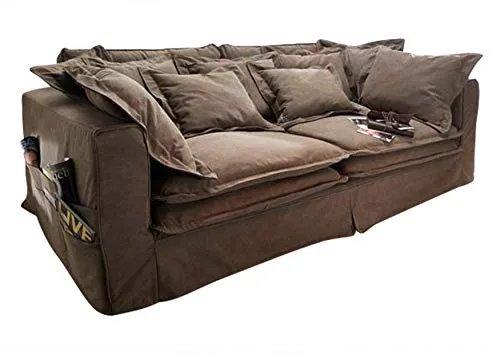MASSIVMOEBEL24.DE Canapé Profondeur XXL 240x144x95cm (Marron) - Hampton