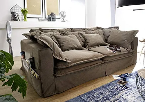 MASSIVMOEBEL24.DE Canapé Profondeur XXL 240x144x95cm (Marron) - Hampton