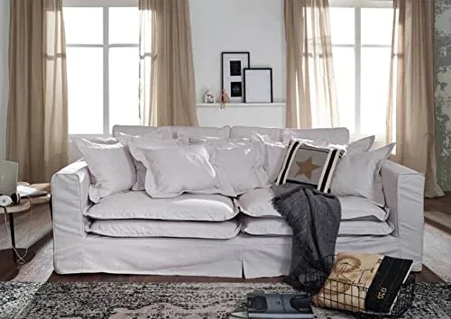 MASSIVMOEBEL24.DE Canapé Profondeur XXL 240x144x95cm (Blanc) - Hampton
