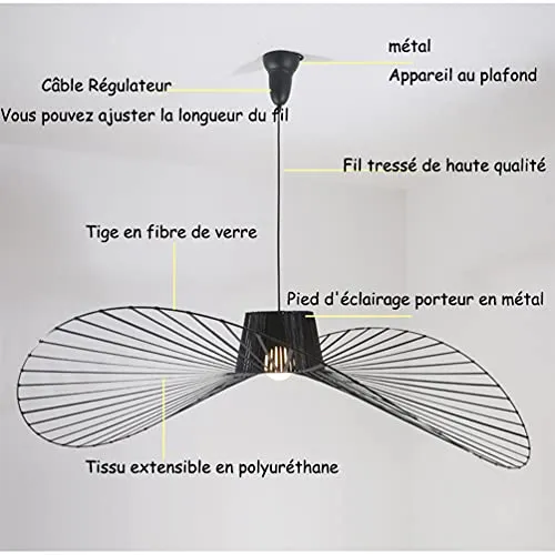 Suspension RéTro Vertigo Salon Lustre, Fibre De Verre + PolyuréThane De Chapeau Design Moderne Salon Cuisine Salle De Bain ÉClairage DéCoratif, E27 (diamètre 80cm)