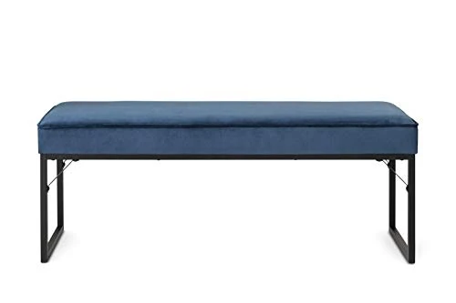 LIFA LIVING Banc Bout de Lit Gris, Banquette Capitonnée Velours Elegant avec Base en Métal Noir, Banquette Salon Design Ottoman Ultra Doux, Banc 120 cm