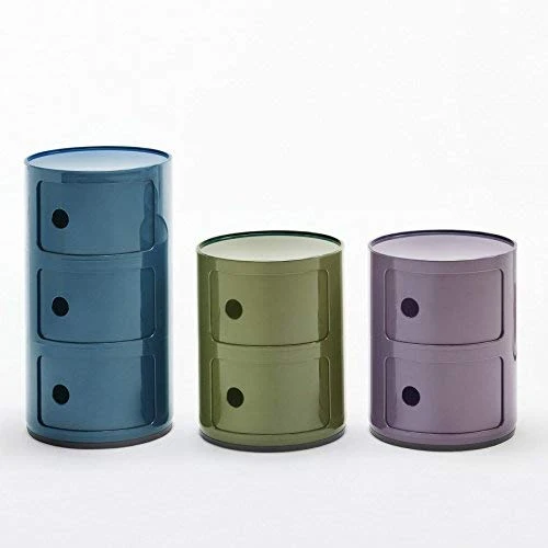 Kartell Componibili, Conteneur 3 éléments, Bleu, Base ronde
