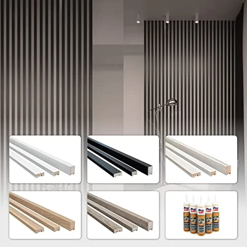 HEXIM Lot de 16 panneaux à lamelles en bois MDF - 2 m - Design haut de gamme - Revêtement mural - Chêne Sanremo - Isolation phonique - Pour aménagement intérieur