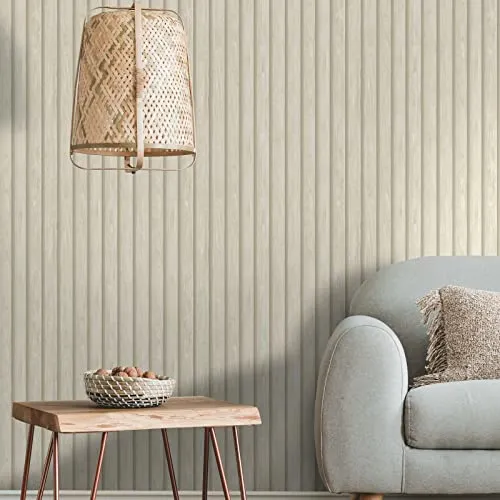 Papier peint à lattes de bois Natural Holden 13131 - Beige